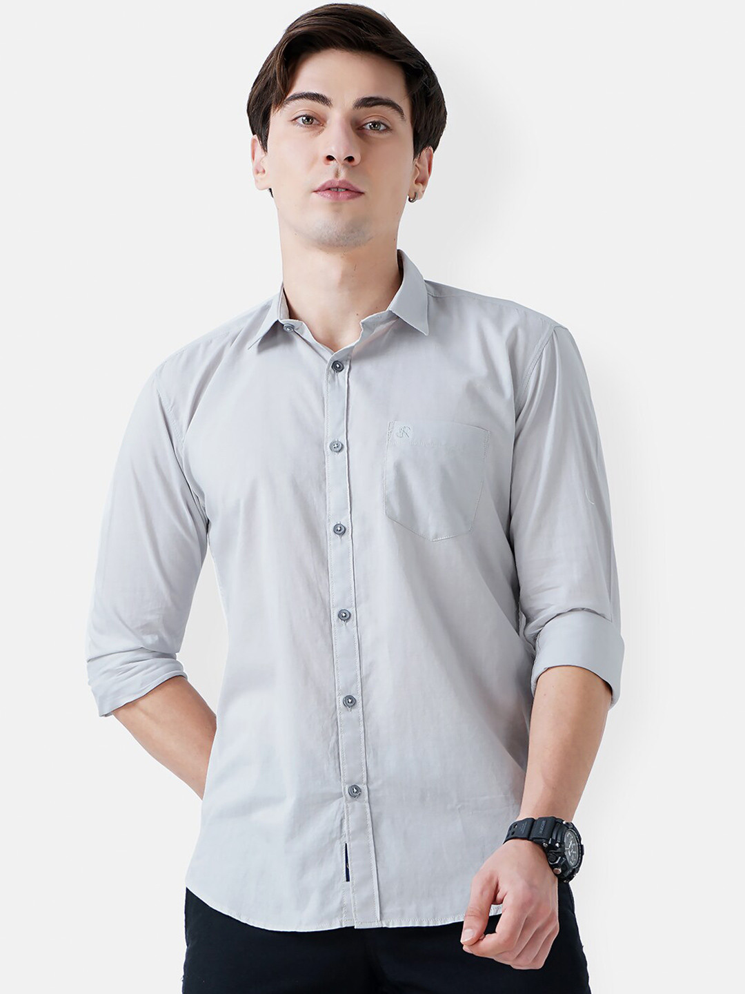

SORATIA Men Grey Slim Fit Casual Shirt