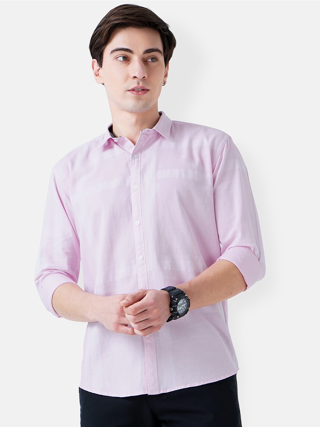 

SORATIA Men Pink Solid Slim Fit Casual Shirt