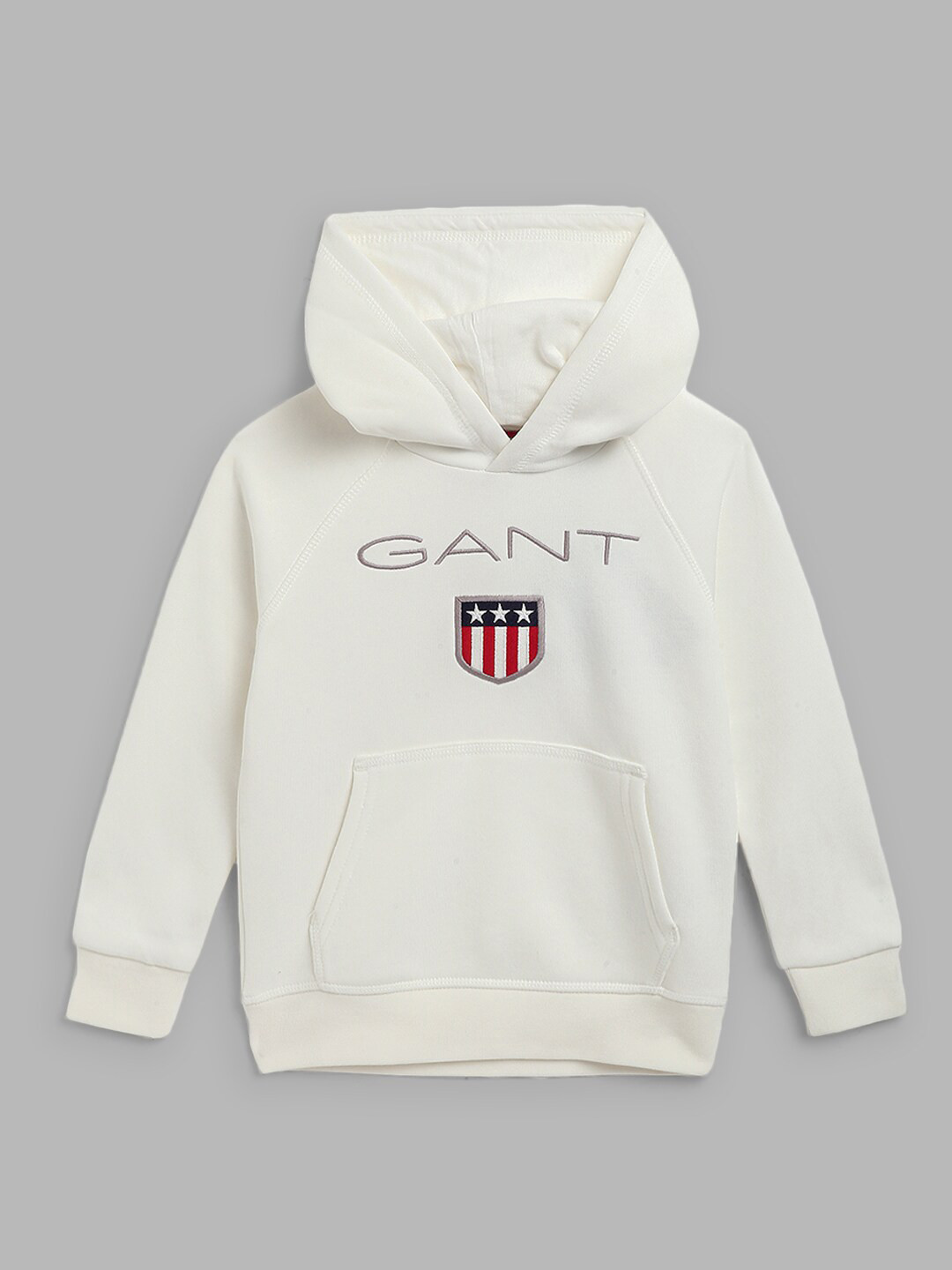 

GANT Boys Off White Embroidered Hooded Cotton Sweatshirt