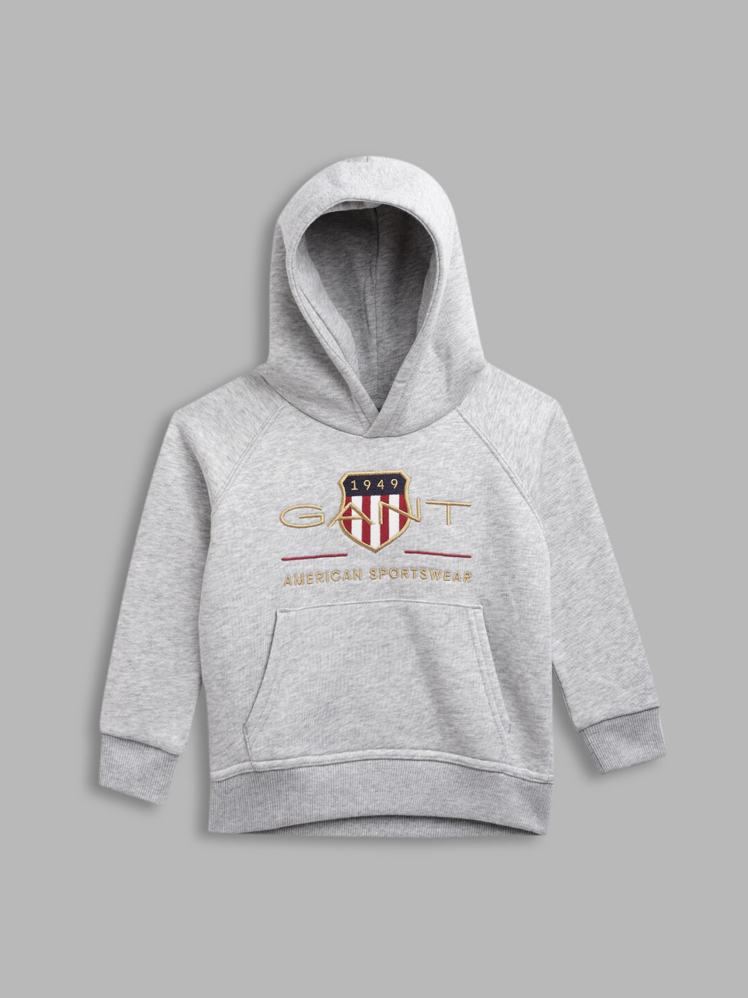 

GANT Boys Grey Embroidered Hooded Cotton Sweatshirt