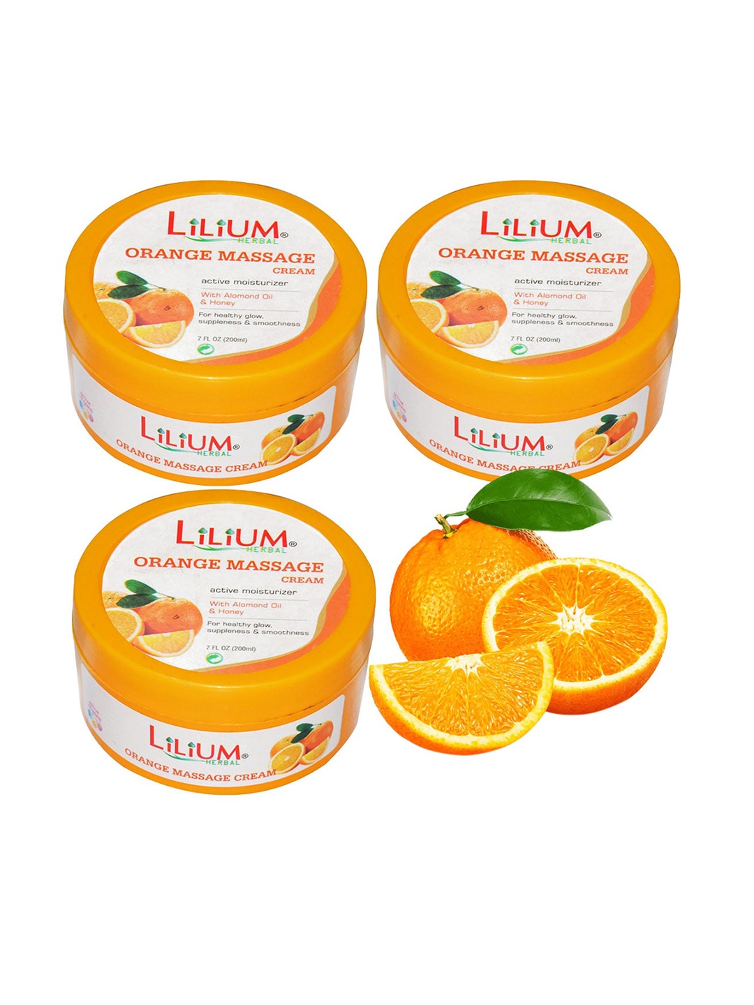 

Lilium Set Of 3 Massage Cream With Orange Flavor For Instant Glow, 200Ml Each, Na
