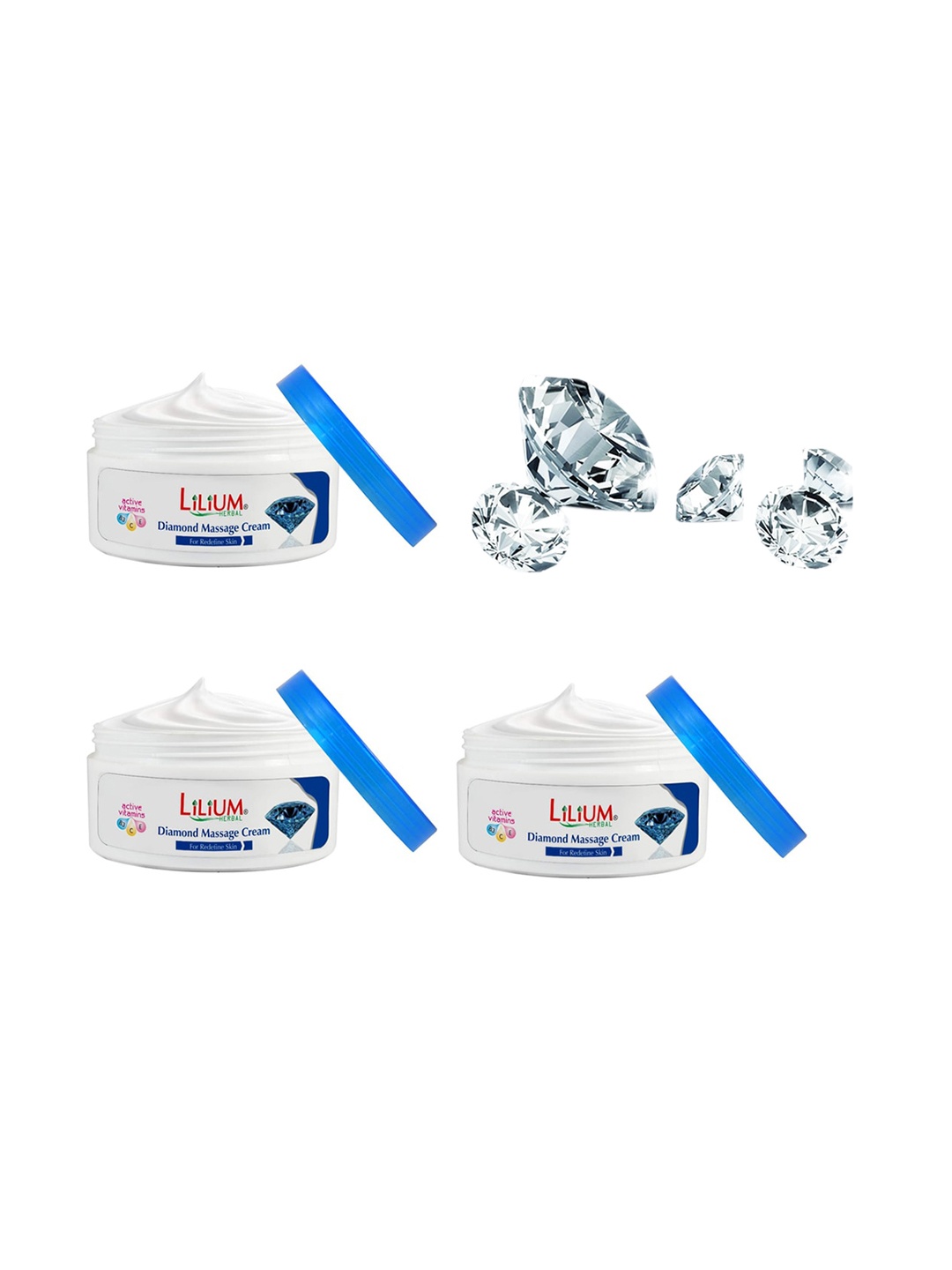 

Lilium Set Of 3 Massage Cream With Diamond-200Ml Each, Na