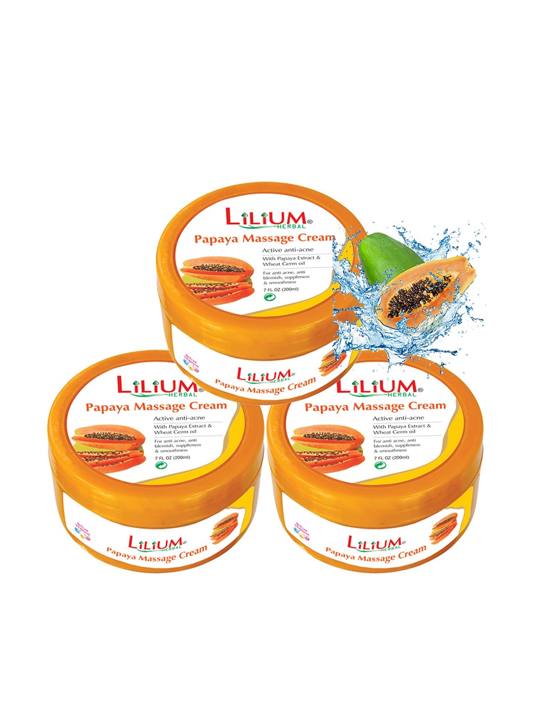 

Lilium Pack Of 3 Papaya Massage Cream 600ml, White