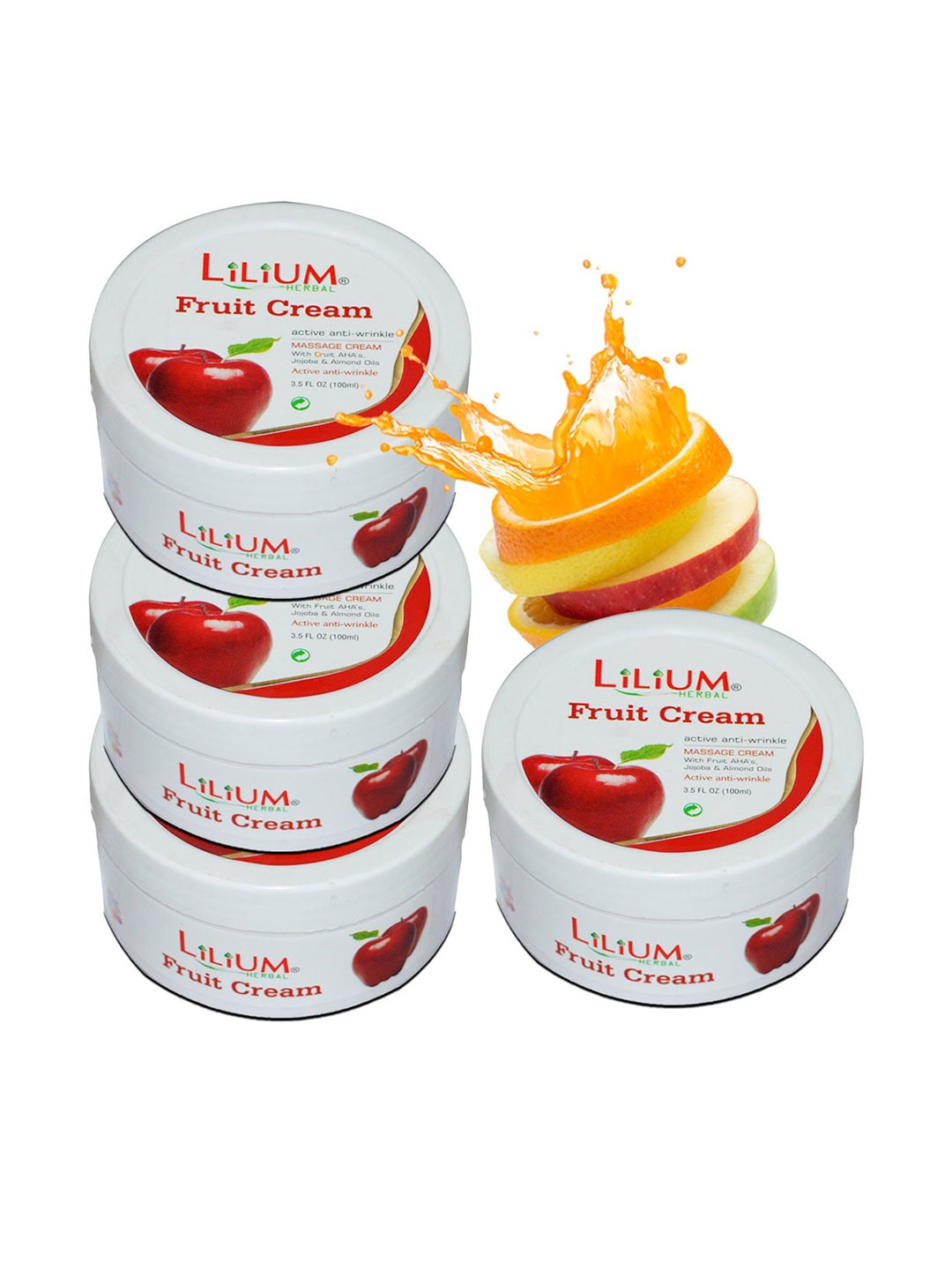 

Lilium Set of 4 Fruit Massage Cream with Jojoba & Almond Oil - 100 ml each, White