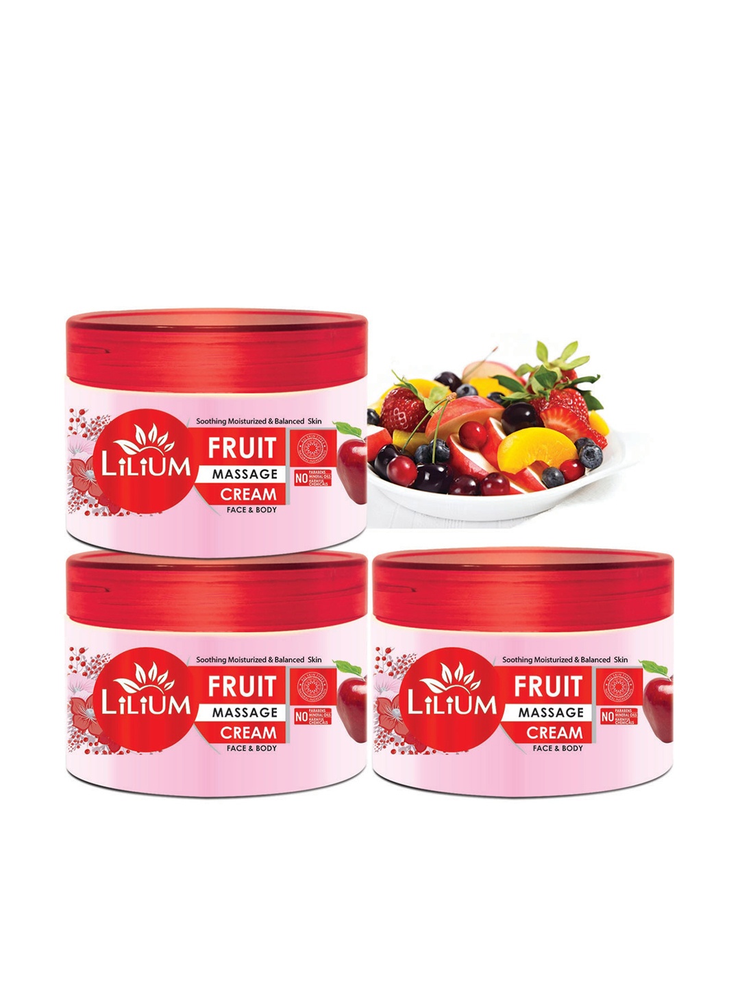 

Lilium Set Of 3 Massage Cream With Fruit For Anti Wrinkle-250 Gm Each, Na