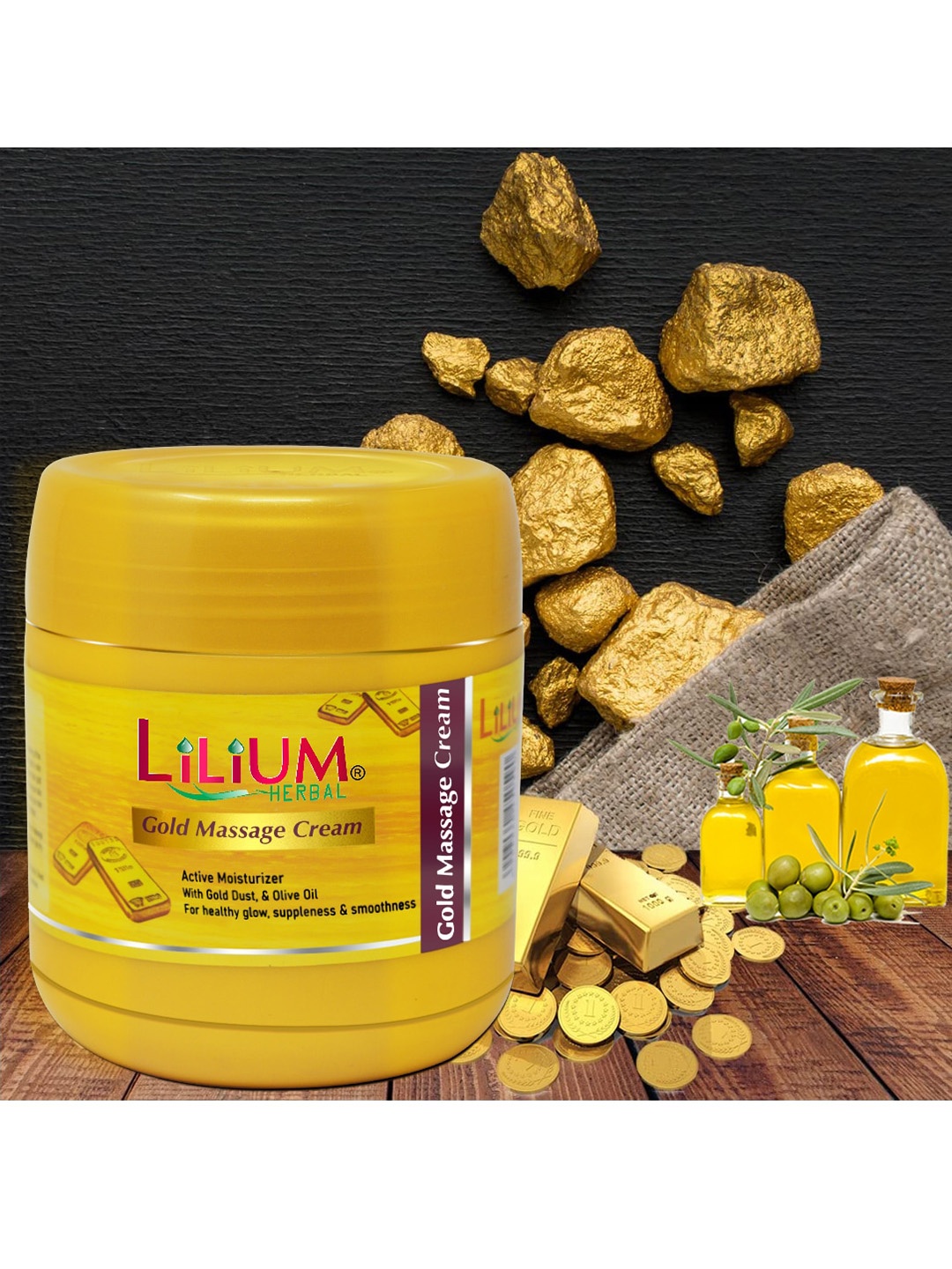 

Lilium Set of 3 Gold Massage Cream with Gold Dust & Olive Oil - 500 ml each