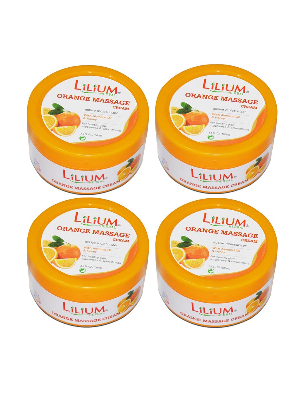 

Lilium Set Of 4 Massage Cream With Orange Flavor For Instant Glow-100ML Each, Na