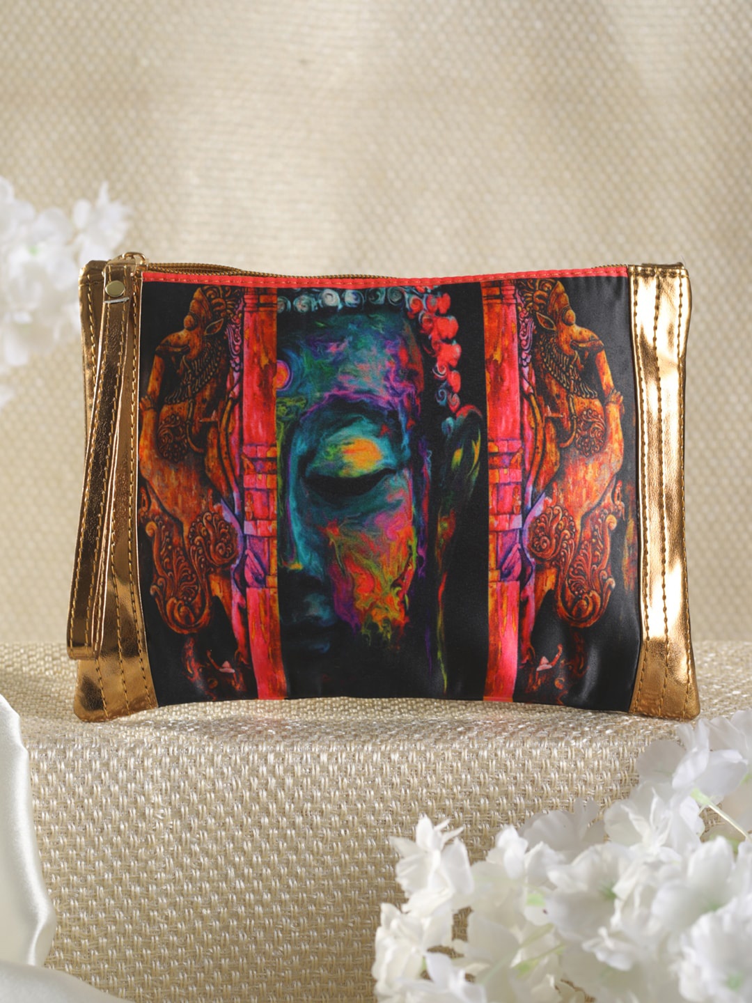 

Priyaasi Pink Textured Structured Shoulder Bag with Cut Work