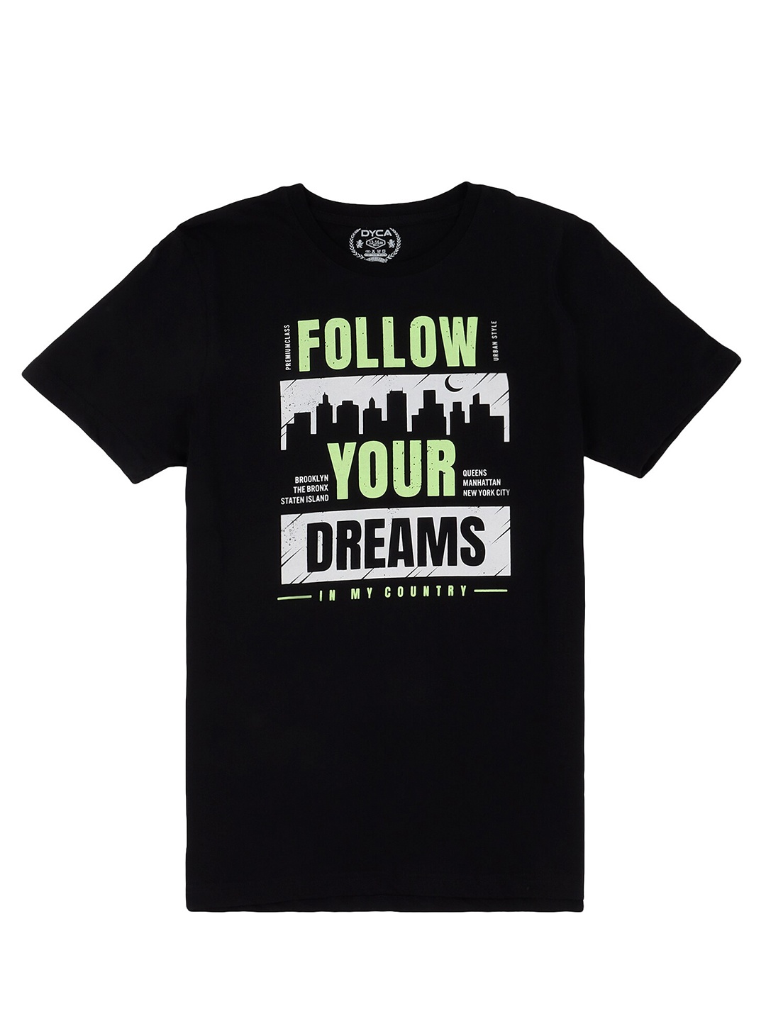 

DYCA Boys Black Typography Printed T-shirt