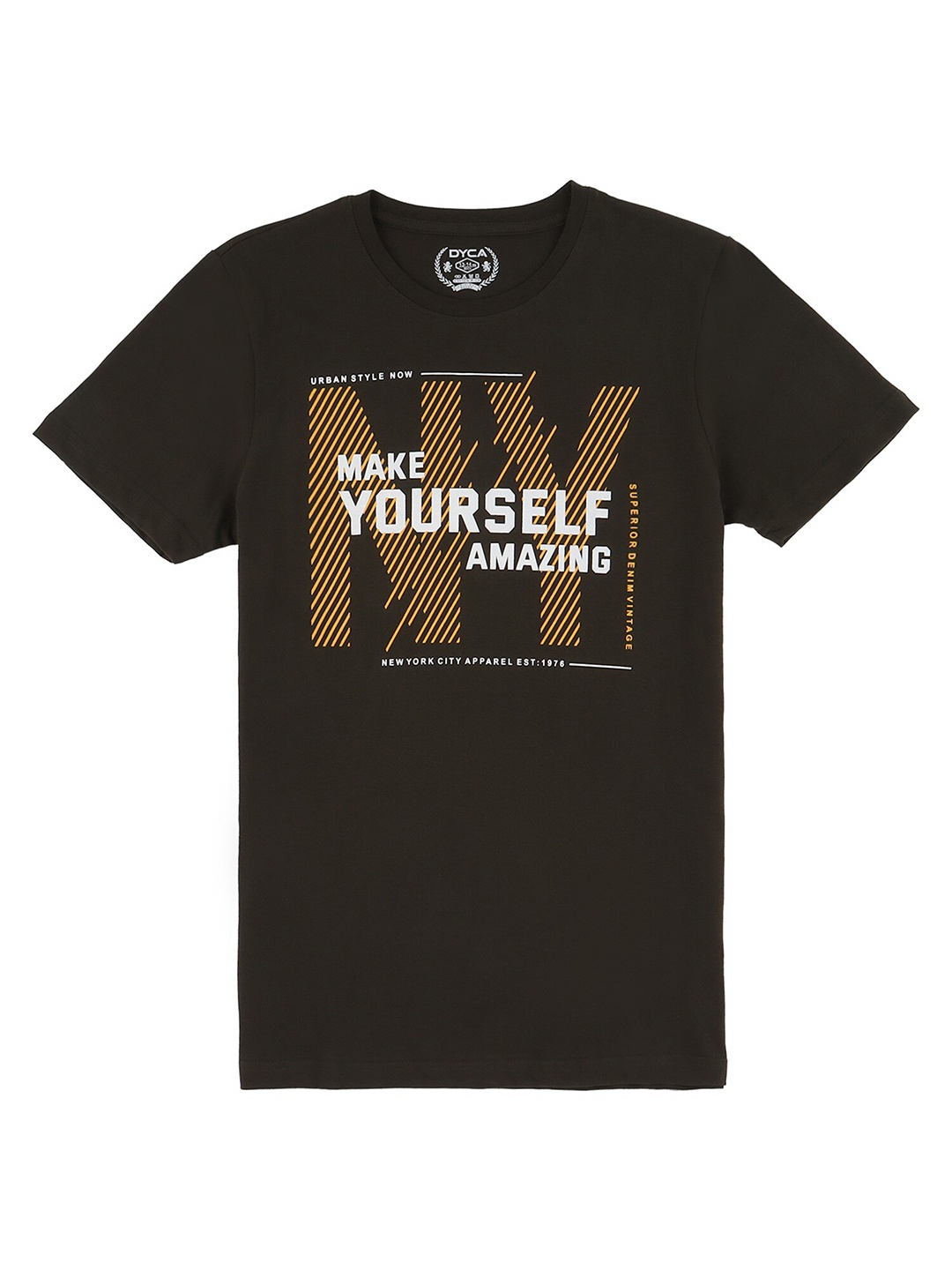 

DYCA Boys Olive Green Typography Printed T-shirt