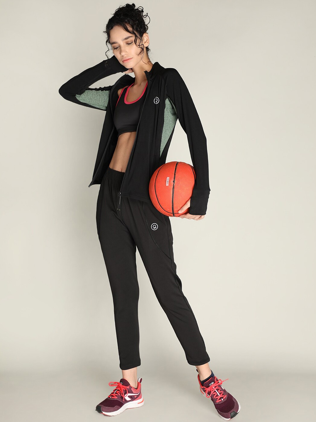 

CHKOKKO Women Black Solid Gym Tracksuits