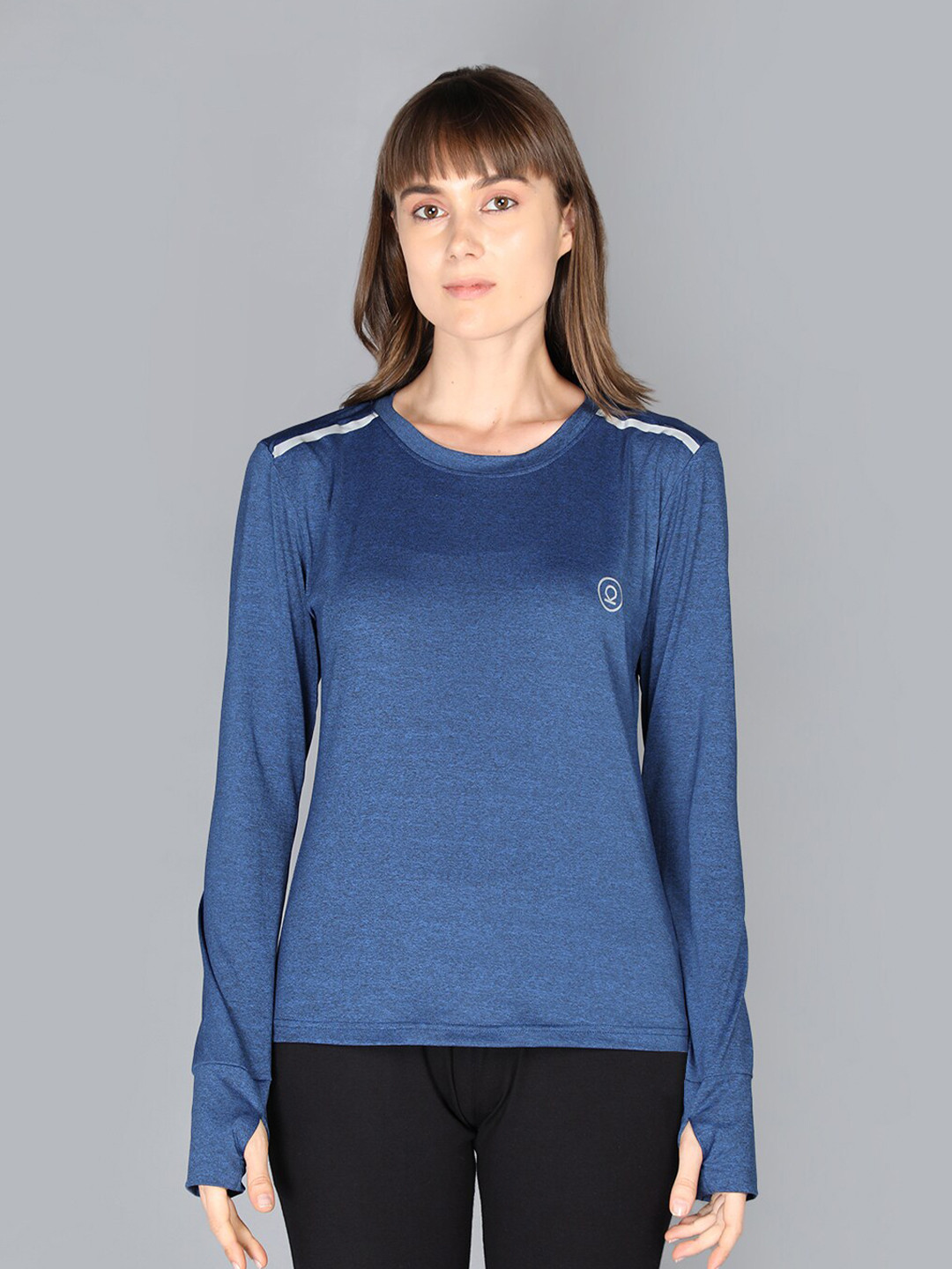 

CHKOKKO Women Blue Extended Sleeves Dri-FIT T-shirt