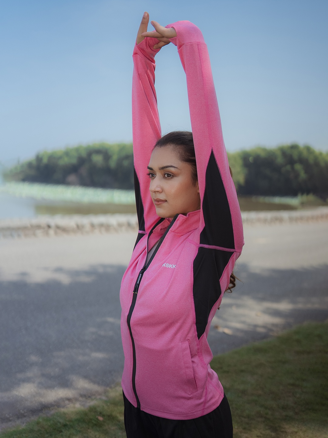 

CHKOKKO Women Pink Lightweight Gym Sporty Jacket