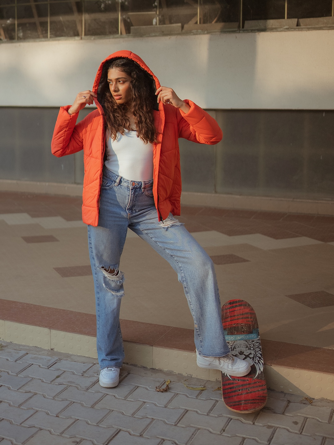 

CHKOKKO Women Peach-Coloured Lightweight Outdoor Padded Jacket