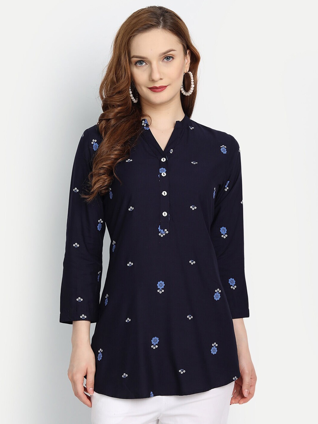 

SUTI Navy Blue Shirt Style Top