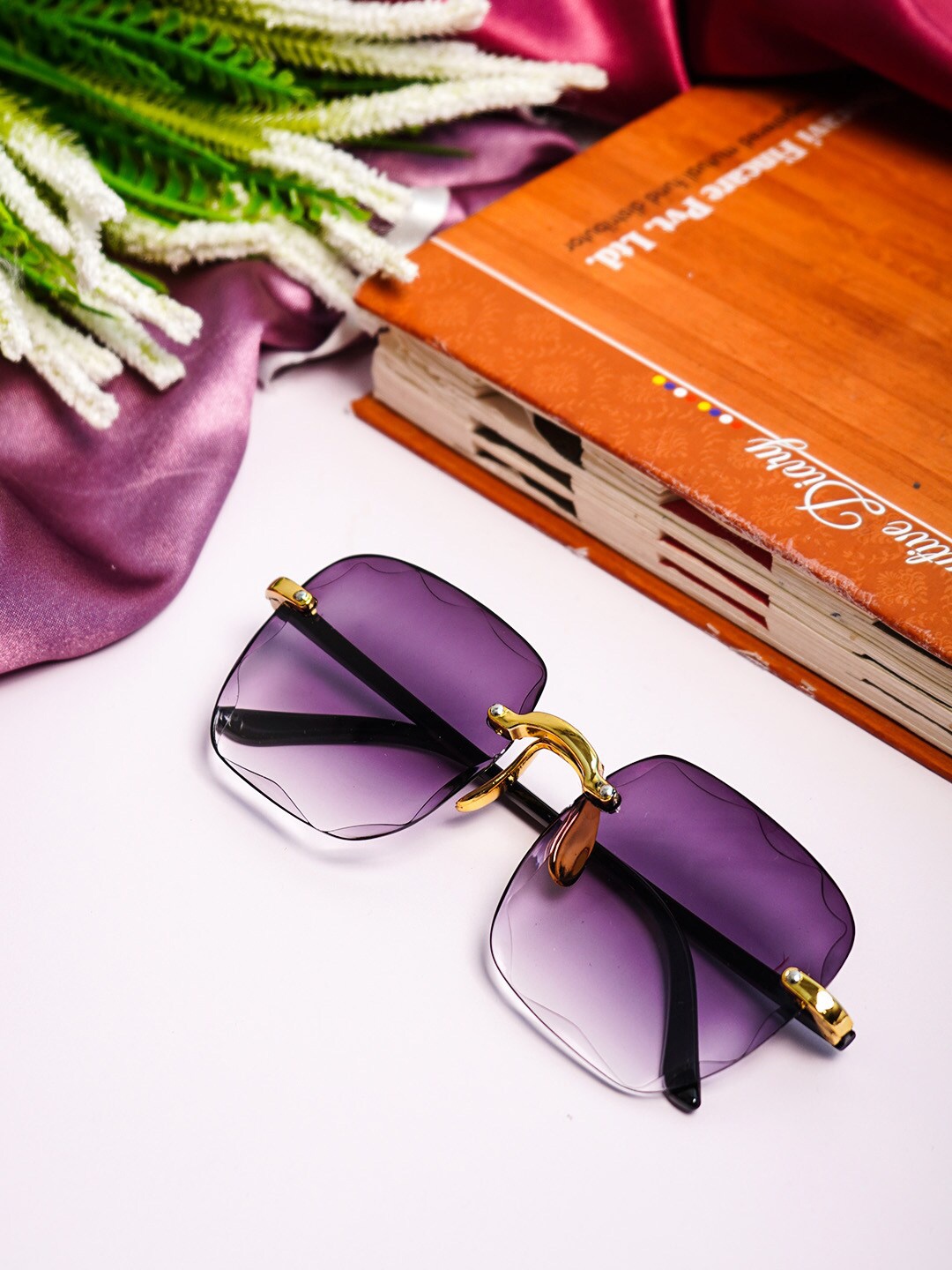 

Ferosh Unisex Purple Lens & Brown Square Sunglasses