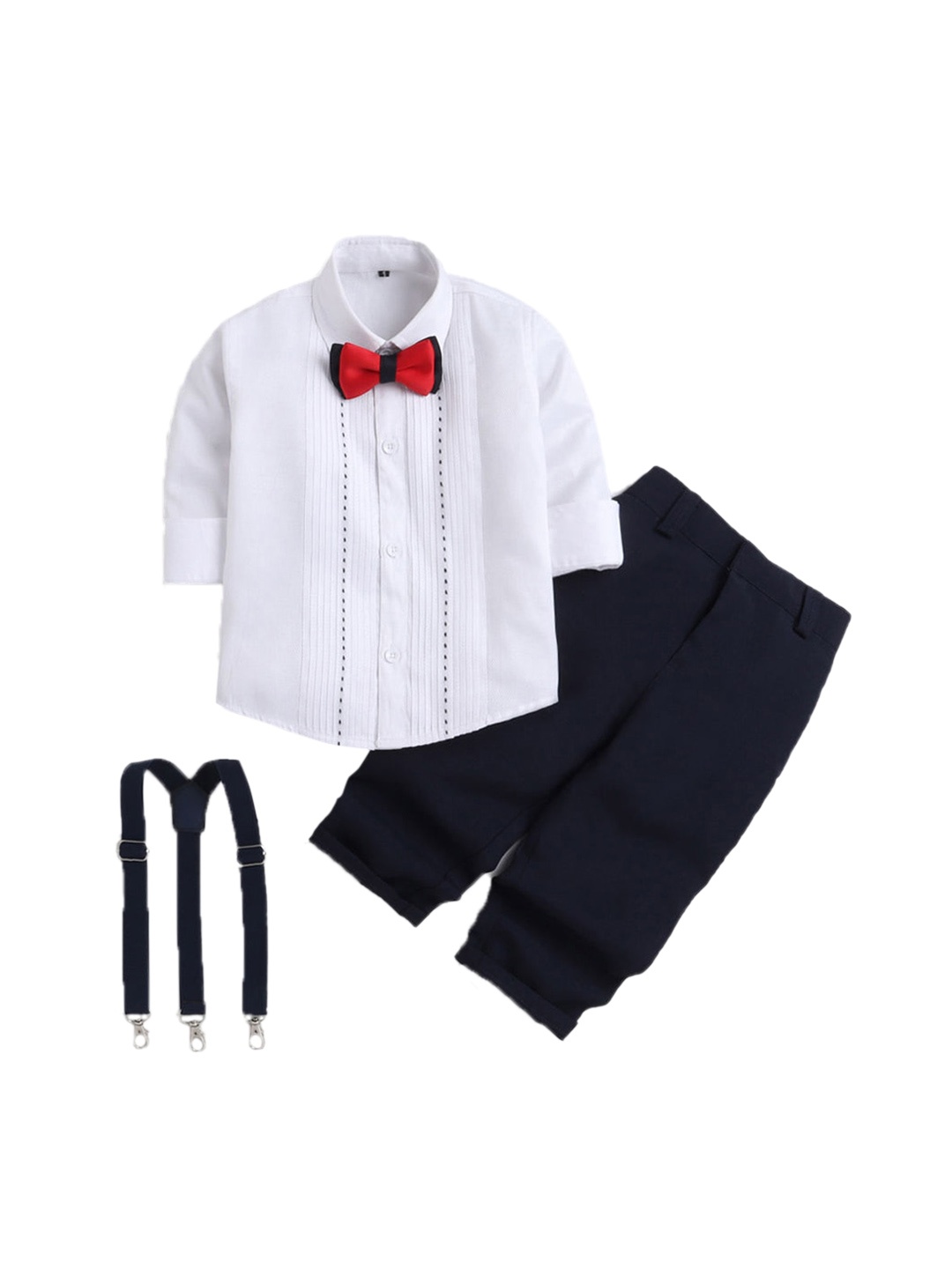 

Hopscotch Boys Navy Blue & White Shirt Trousers & Suspender
