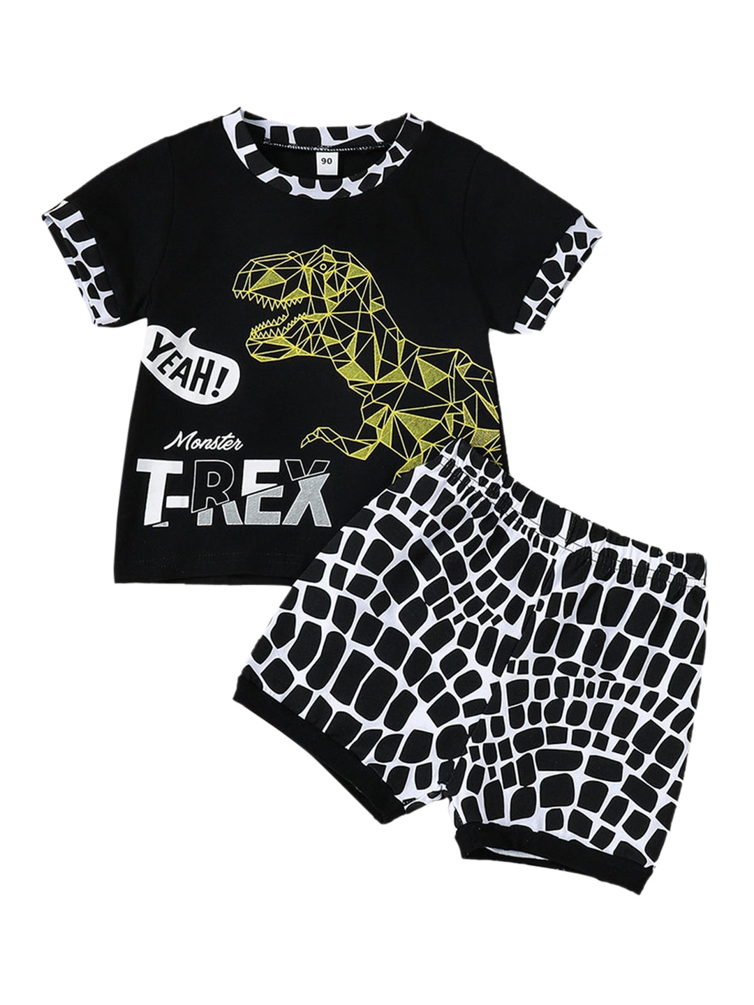 

Hopscotch Boys Black & White Printed T-shirt with Shorts