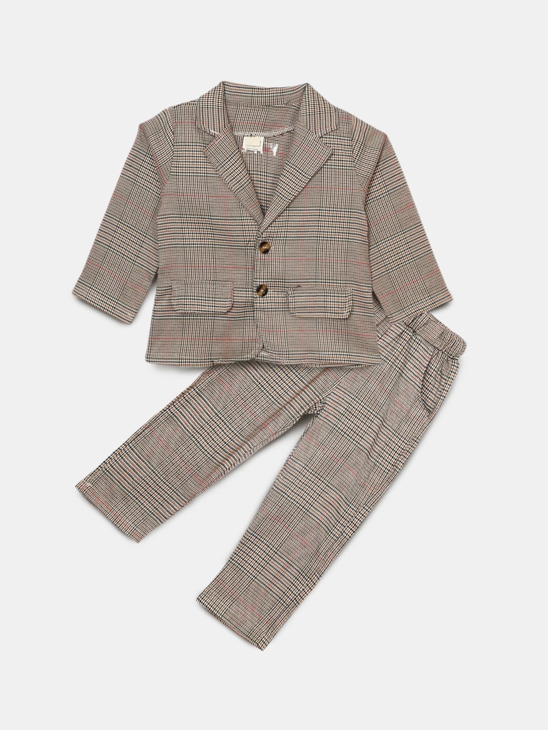 

Hopscotch Girls Grey Checked Coat with Trousers Set