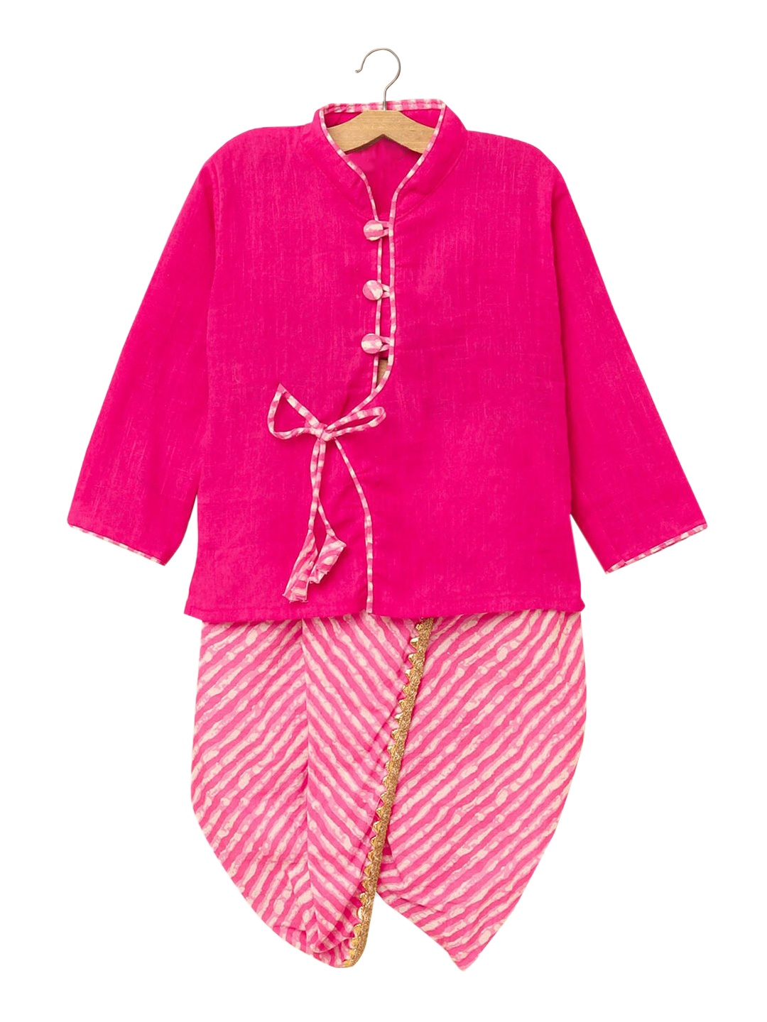 

Hopscotch Boys Pink Striped Empire Kurti with Dhoti Pants