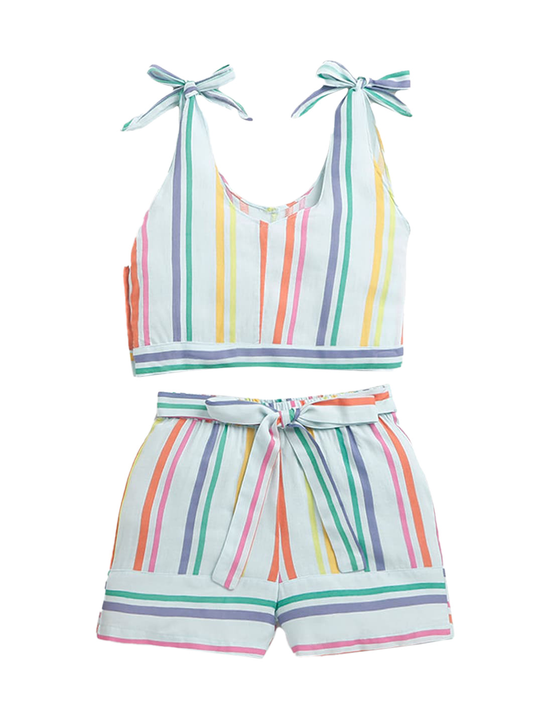 

Hopscotch Girls White & Blue Striped Top with Short