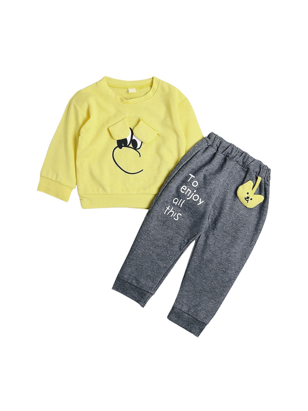

Hopscotch Boys Yellow & Grey Printed Top with Trousers
