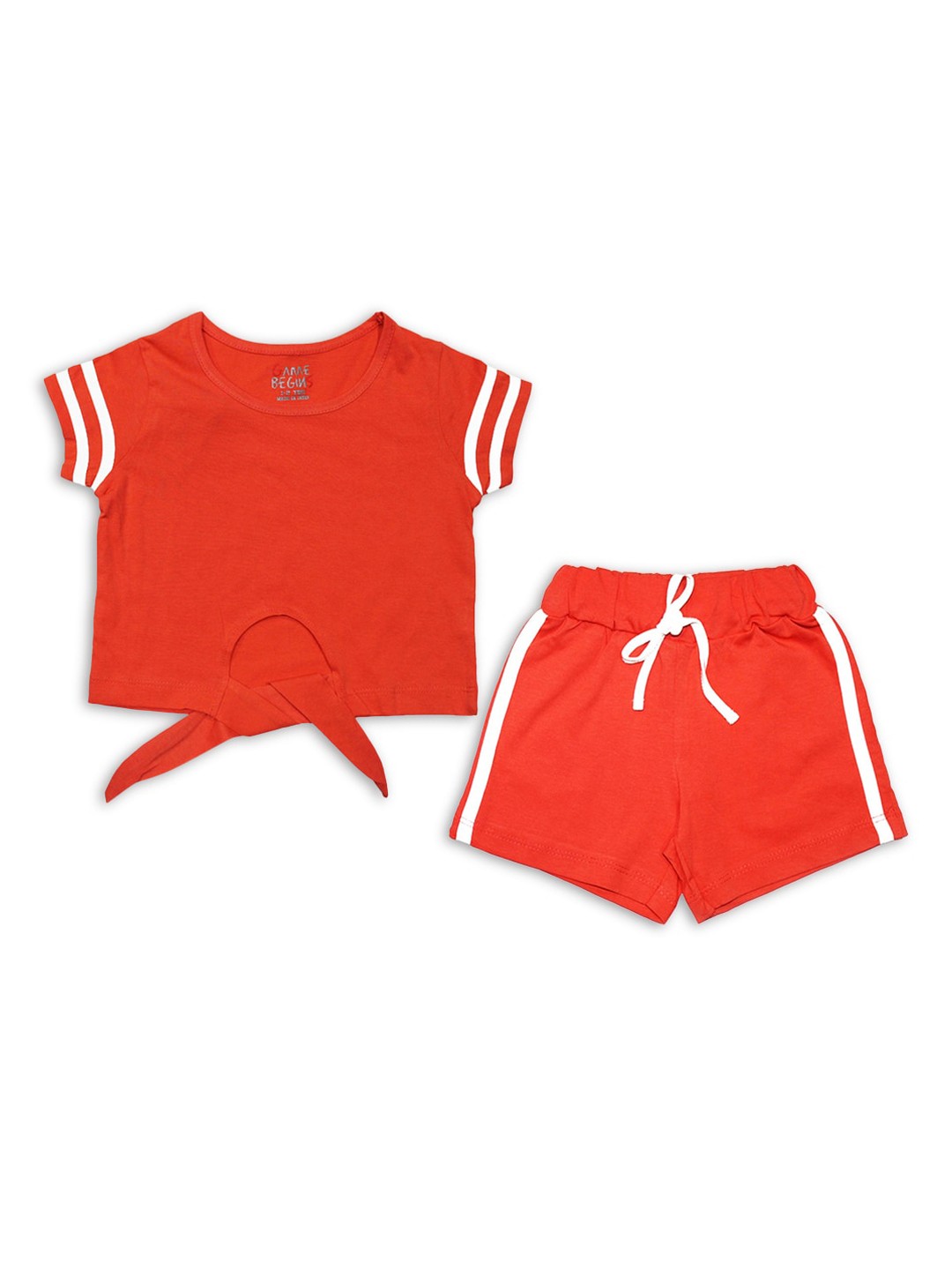 

Hopscotch Girls Red Solid T Shirt And Short Clothing Set