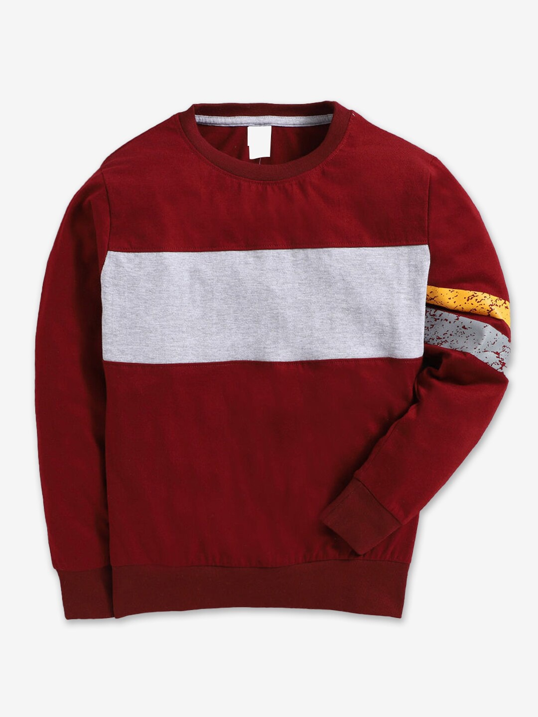 

Hopscotch Boys Burgundy Colourblocked Cotton Sweatshirt
