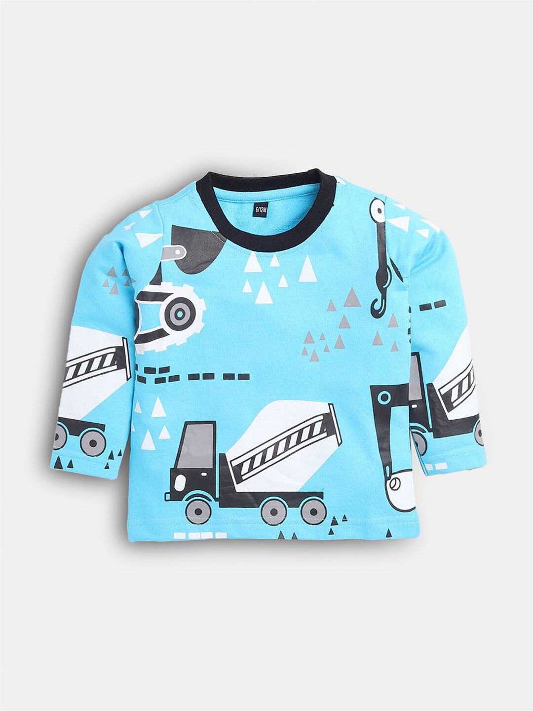 

Hopscotch Boys Turquoise Blue Printed Sweatshirt