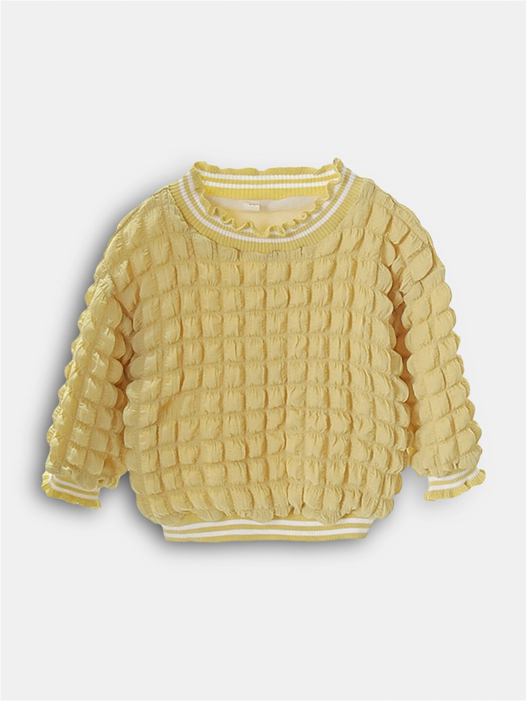 

Hopscotch Girls Yellow Printed Sweatshirt