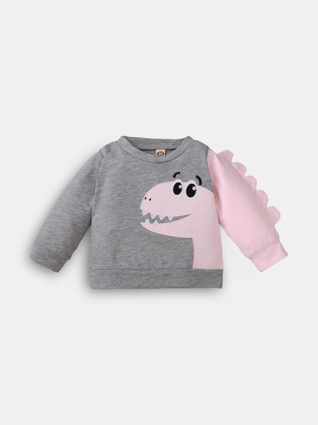 

Hopscotch Girls Grey Full-Sleeve Cotton Sweatshirt