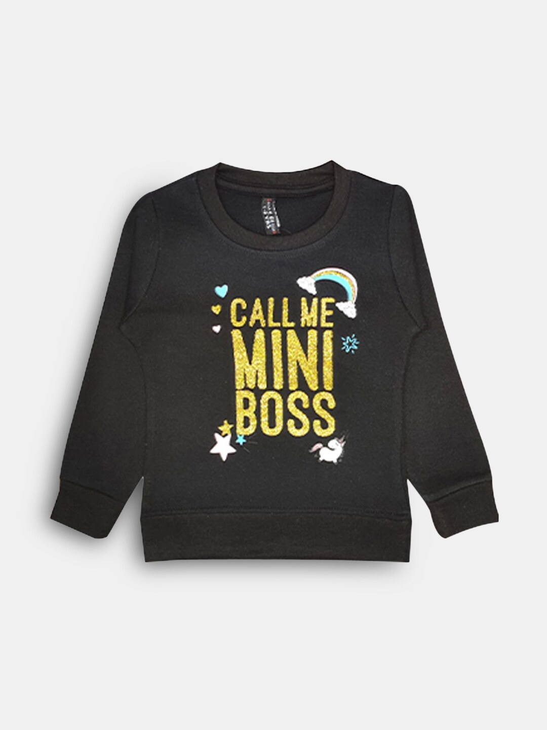 

Hopscotch Girls Black Printed Sweatshirt