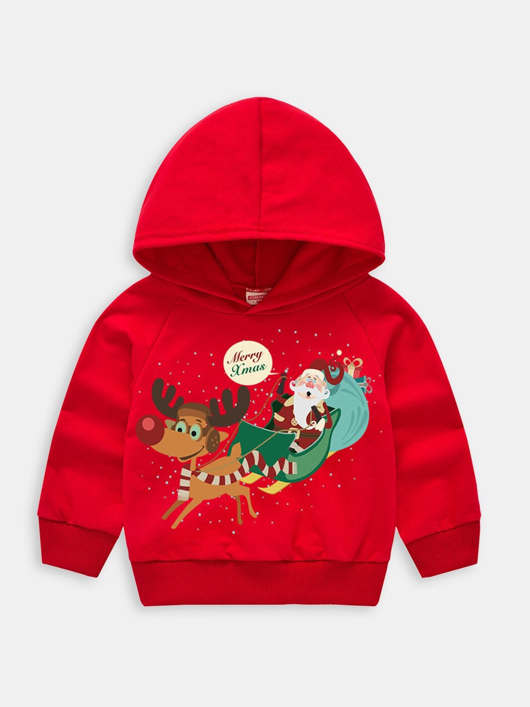 

Hopscotch Girls Red Printed Hooded Sweatshirt