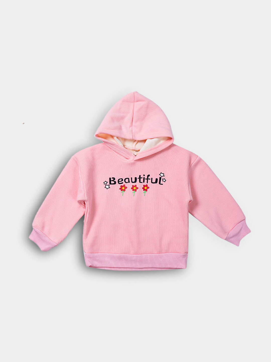 

Hopscotch Girls Pink Printed Hooded Sweatshirt