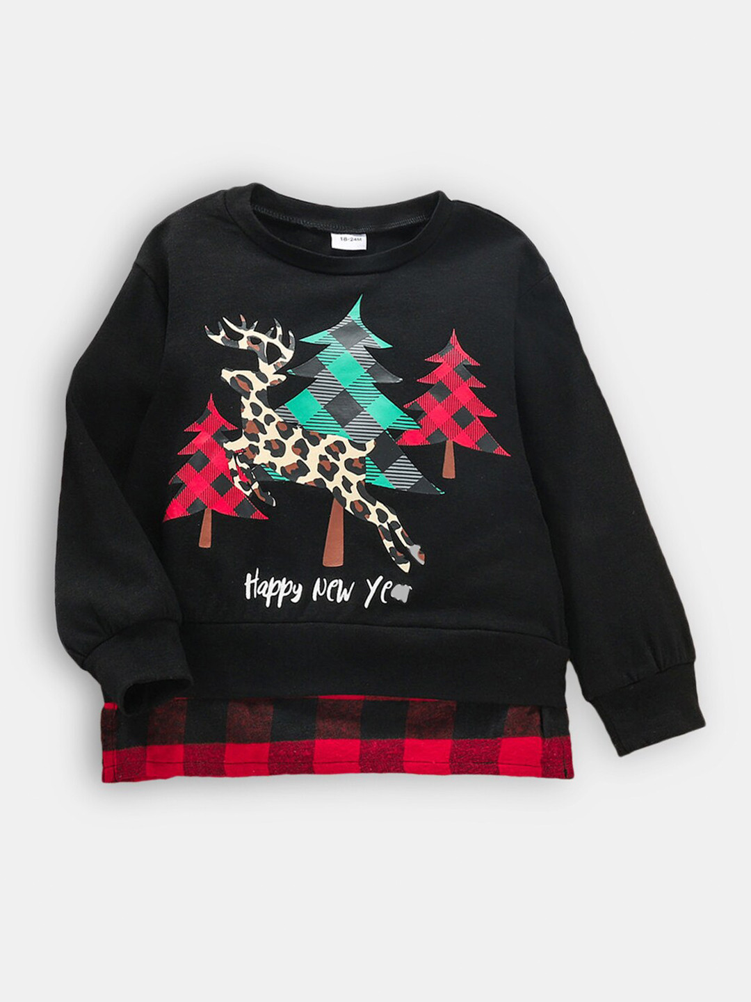 

Hopscotch Girls Black Printed Sweatshirt