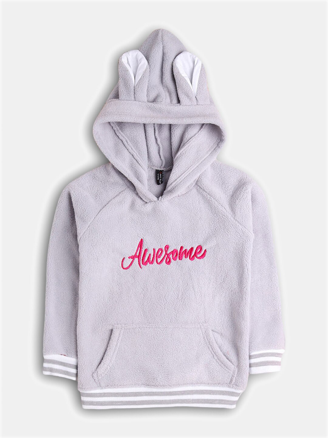 

Hopscotch Girls Grey Printed Hooded Sweatshirt