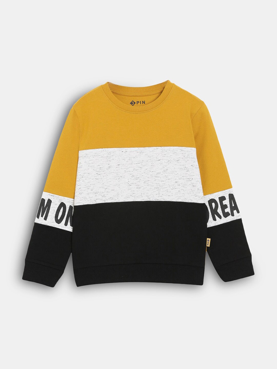 

Hopscotch Girls Mustard Colourblocked Cotton Sweatshirt