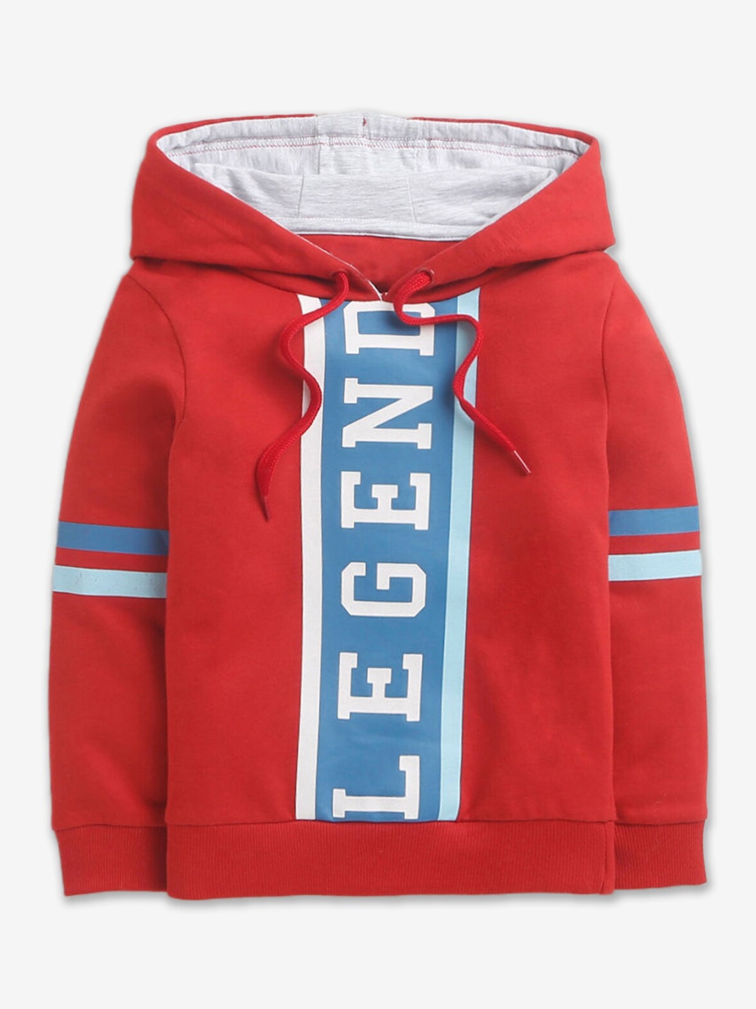 

Hopscotch Boys Red Printed Hooded Sweatshirt