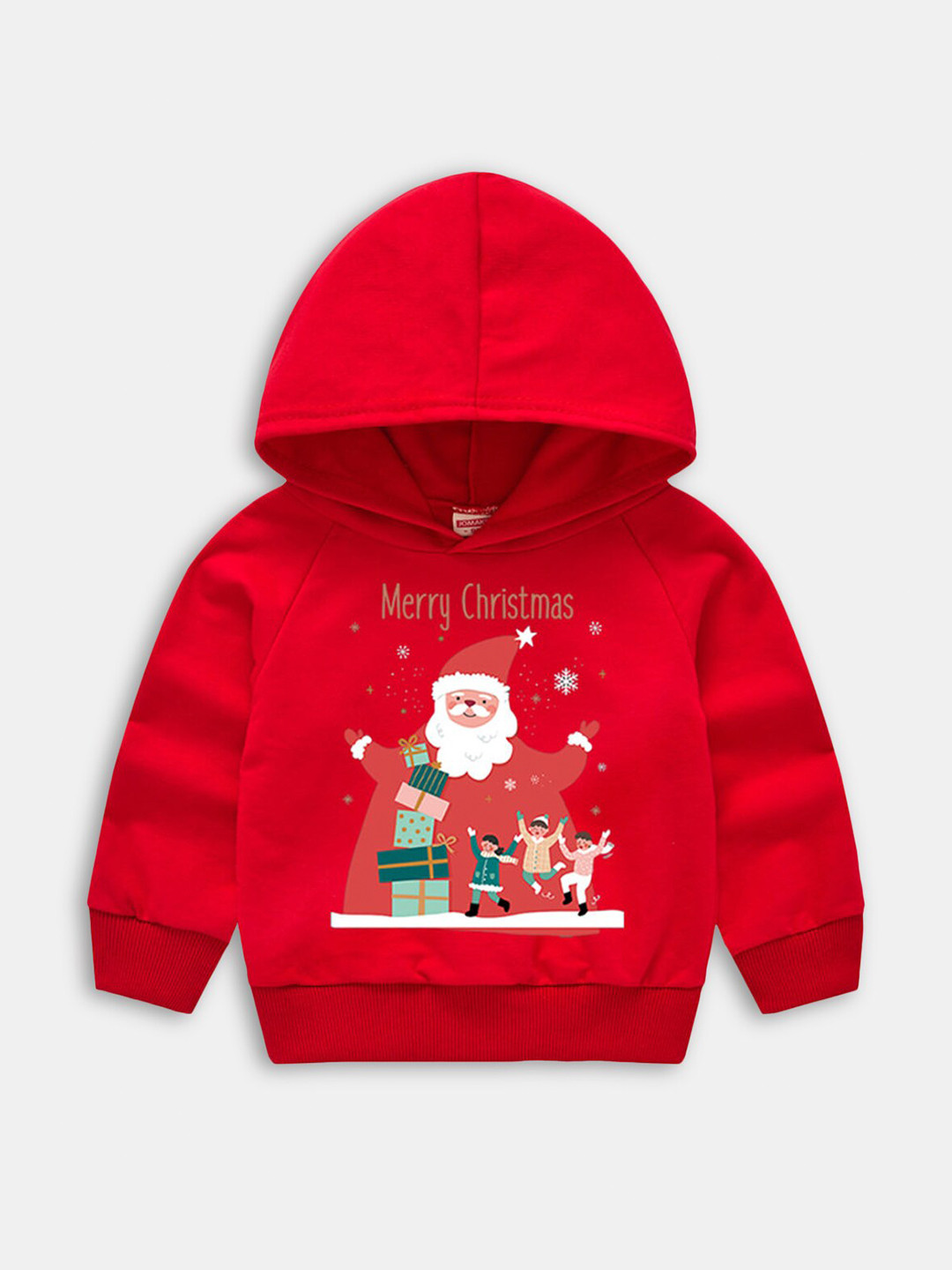 

Hopscotch Boys Red Printed Hooded Sweatshirt