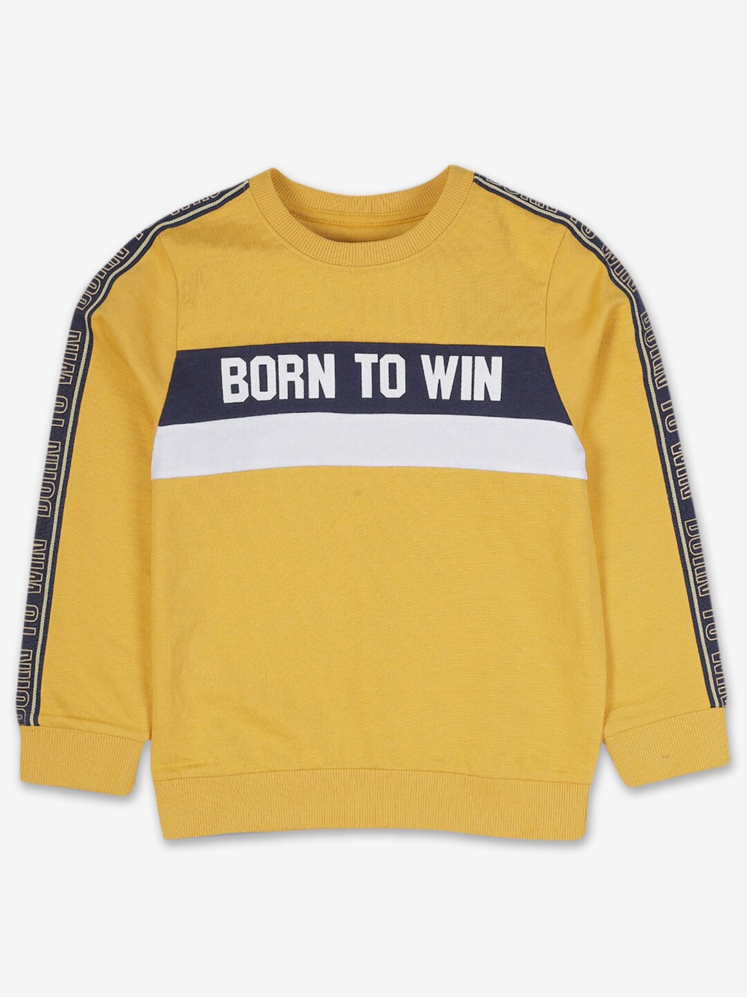 

Hopscotch Boys Yellow Printed Pure Cotton Sweatshirt