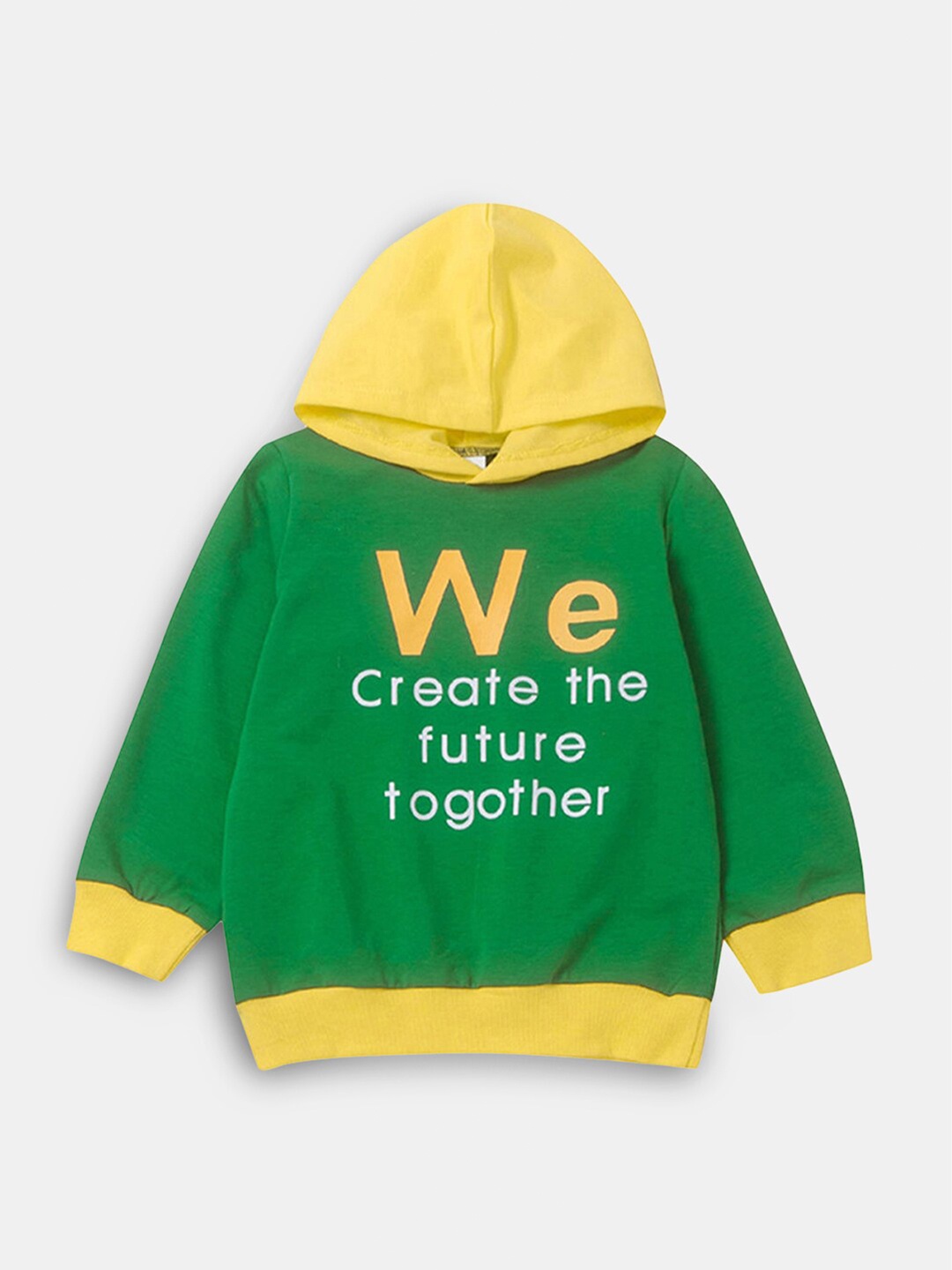 

Hopscotch Boys Green Printed Hooded Sweatshirt