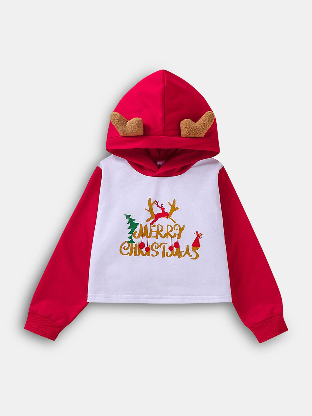 

Hopscotch Boys Red Printed Hooded Sweatshirt