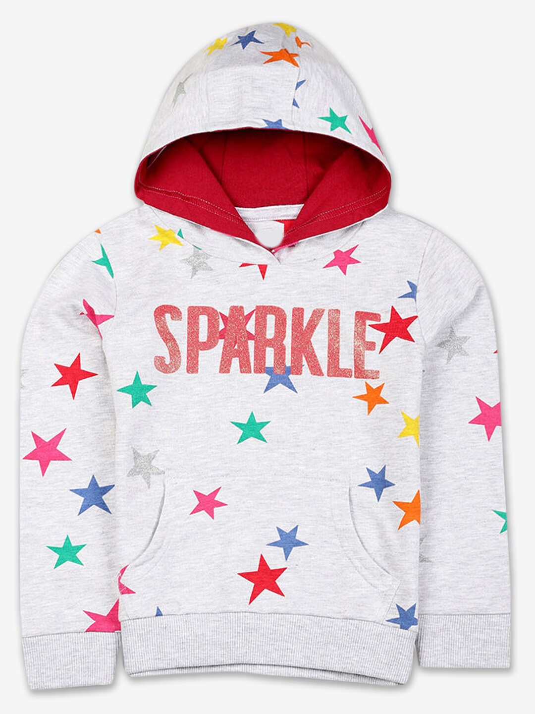 

Hopscotch Girls Grey Printed Hooded Sweatshirt
