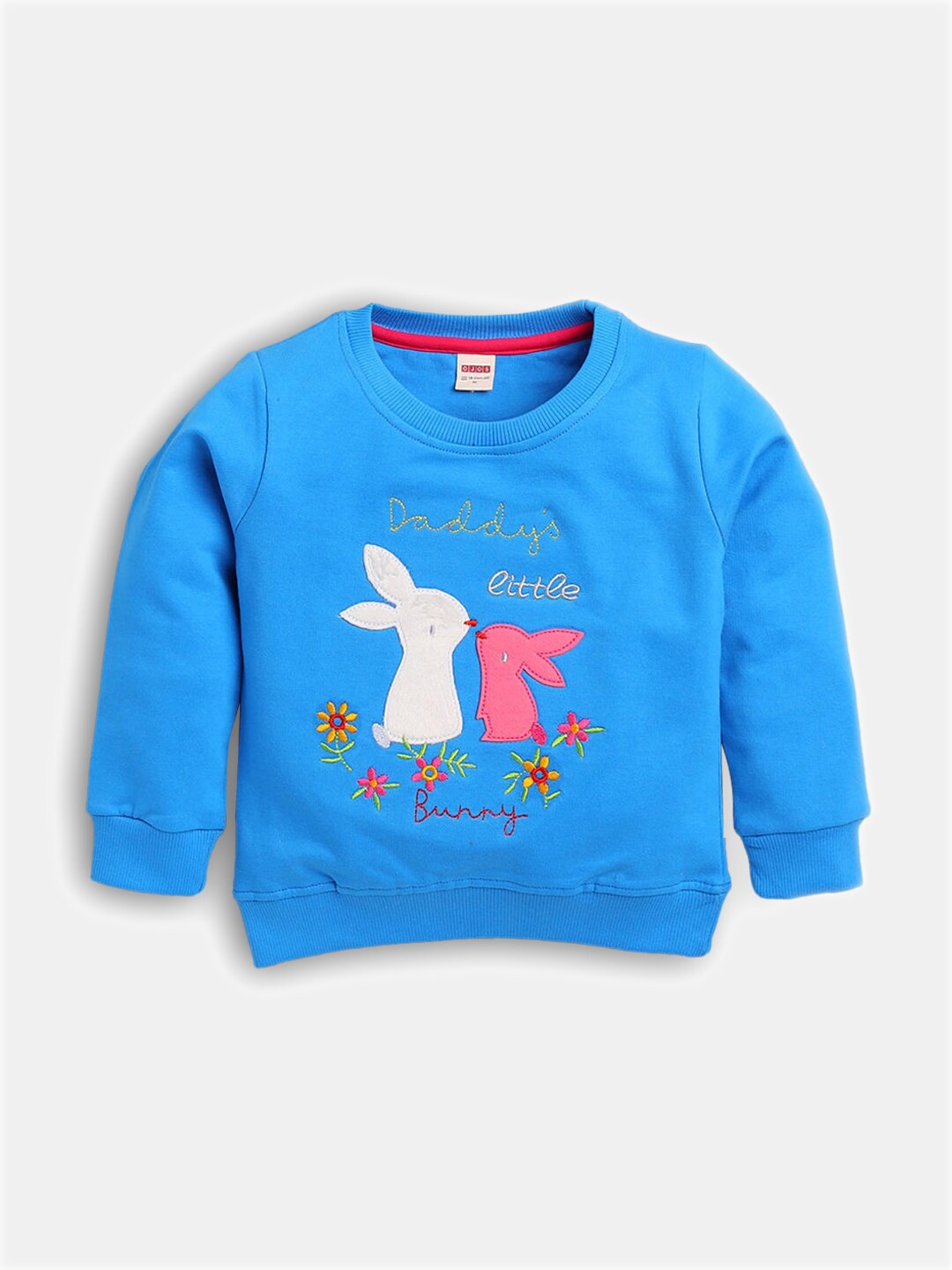 

Hopscotch Girls Blue Printed Sweatshirt