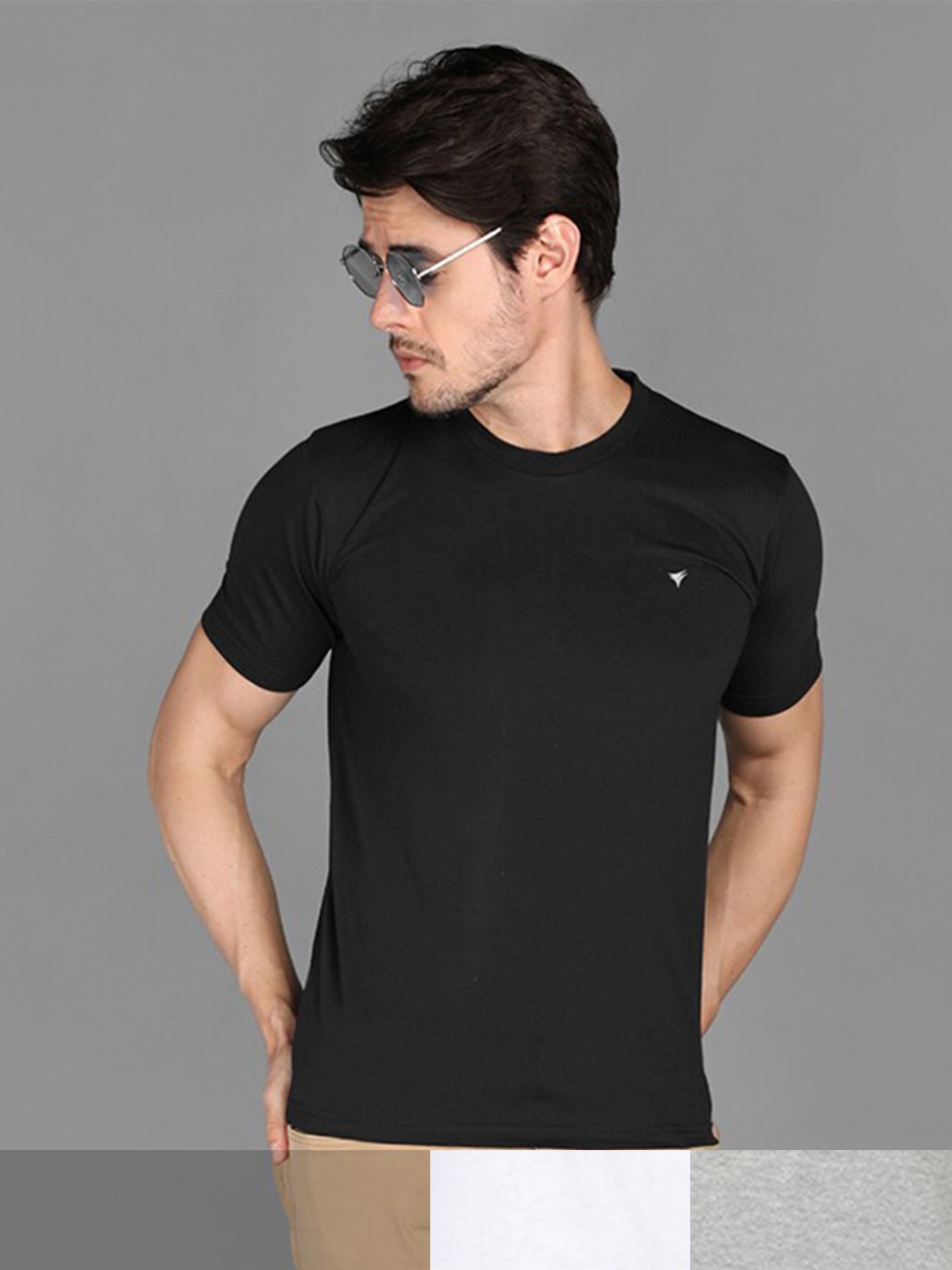 

NEVA Men Pack of 3 Solid T-shirt, Black