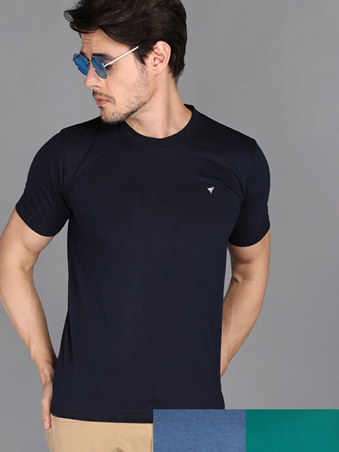 

NEVA Pack Of 3 Men Solid T-shirt, Navy blue