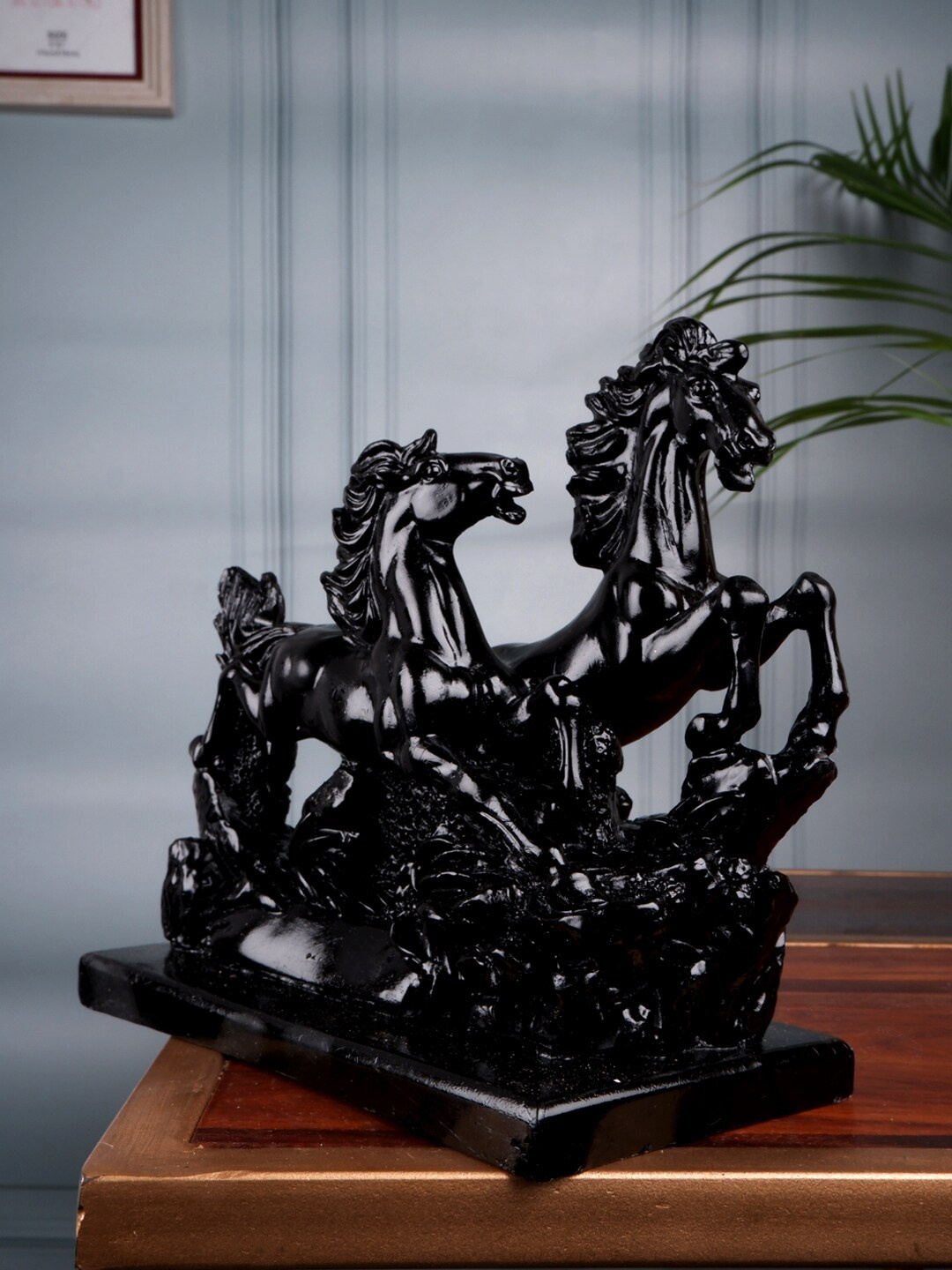 THE WHITE INK DECOR Black Fengshui Horse Figurine Showpiece