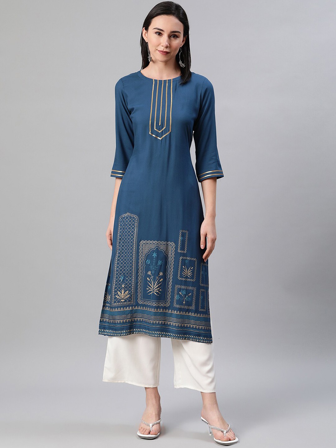

ZIYAA Women Teal Ethnic Motifs Printed Kurta Set