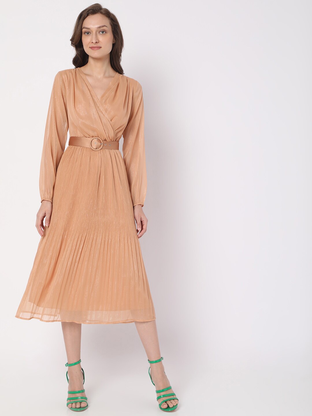 

Vero Moda Women Beige Polyester A-Line Maxi Dress