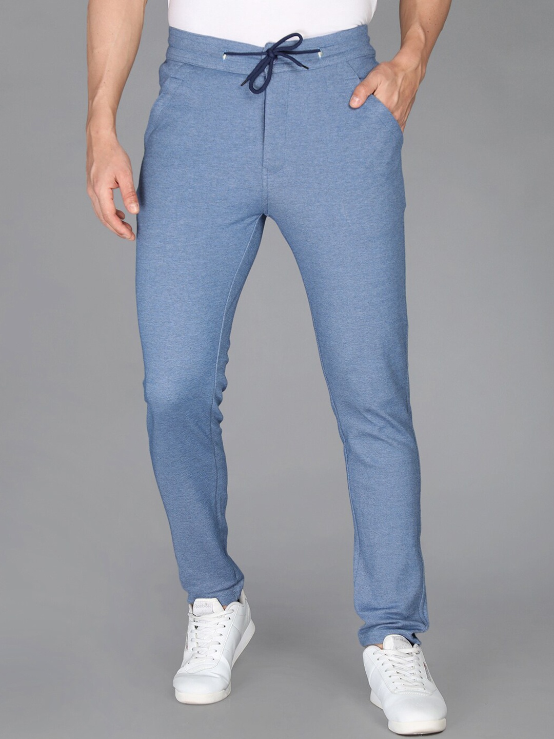 

NEVA Men Blue Solid Cotton Track Pant
